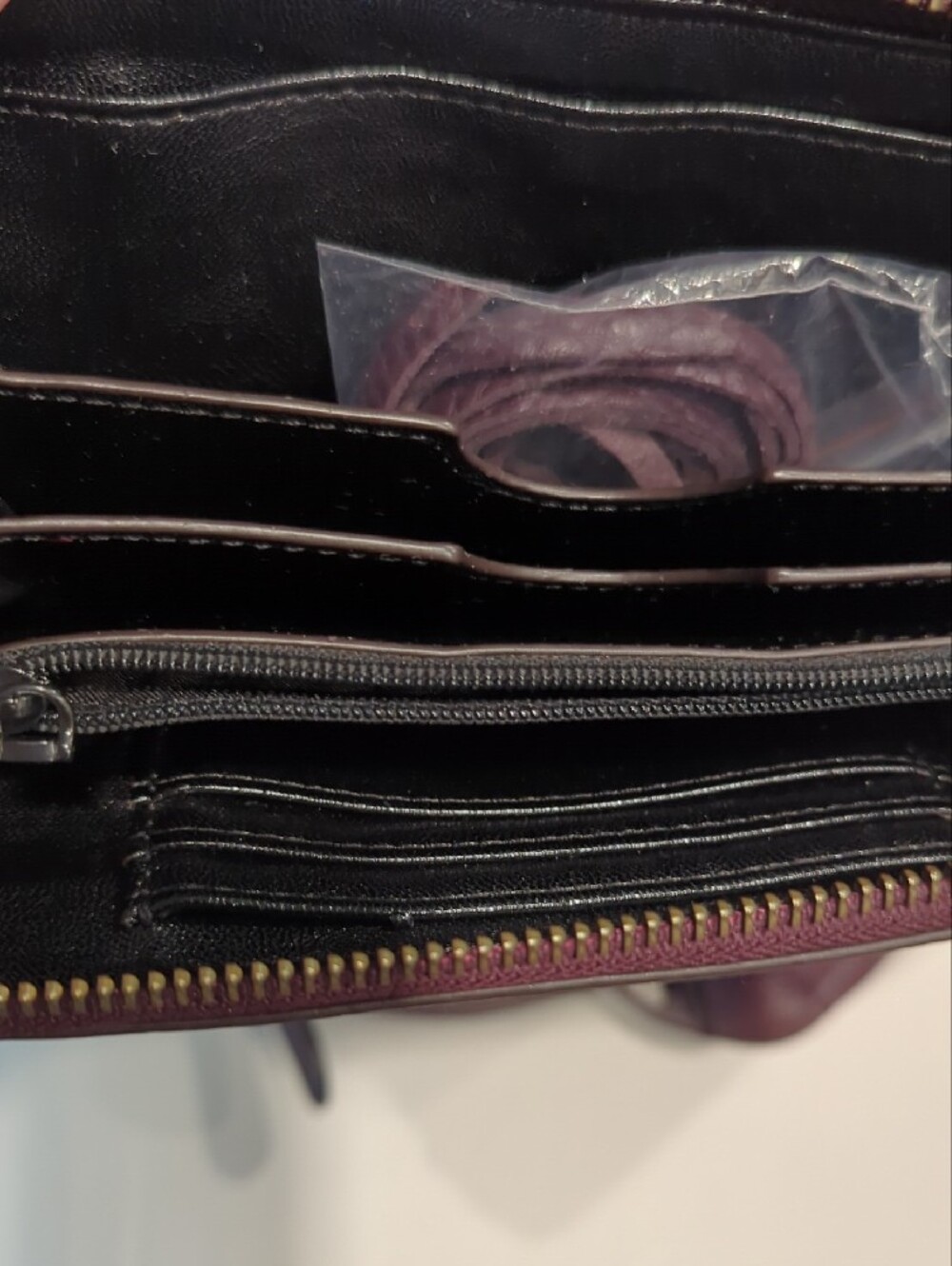 Rebecca Minkoff Plum Pebbled Leather Satchel with Crossbody Strap and Wallet - Picture 13 of 15